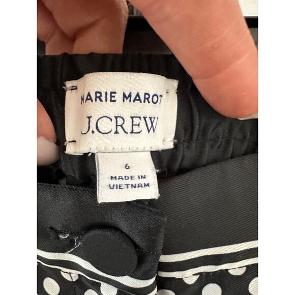 J Crew Marie Marot womens 6 Polka Dot Wide Leg Pants Satin Side Stripes hi rise - Picture 7 of 8